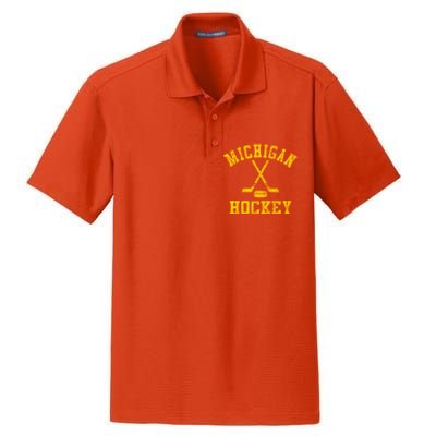 Vintage Michigan Hockey Gift Dry Zone Grid Polo