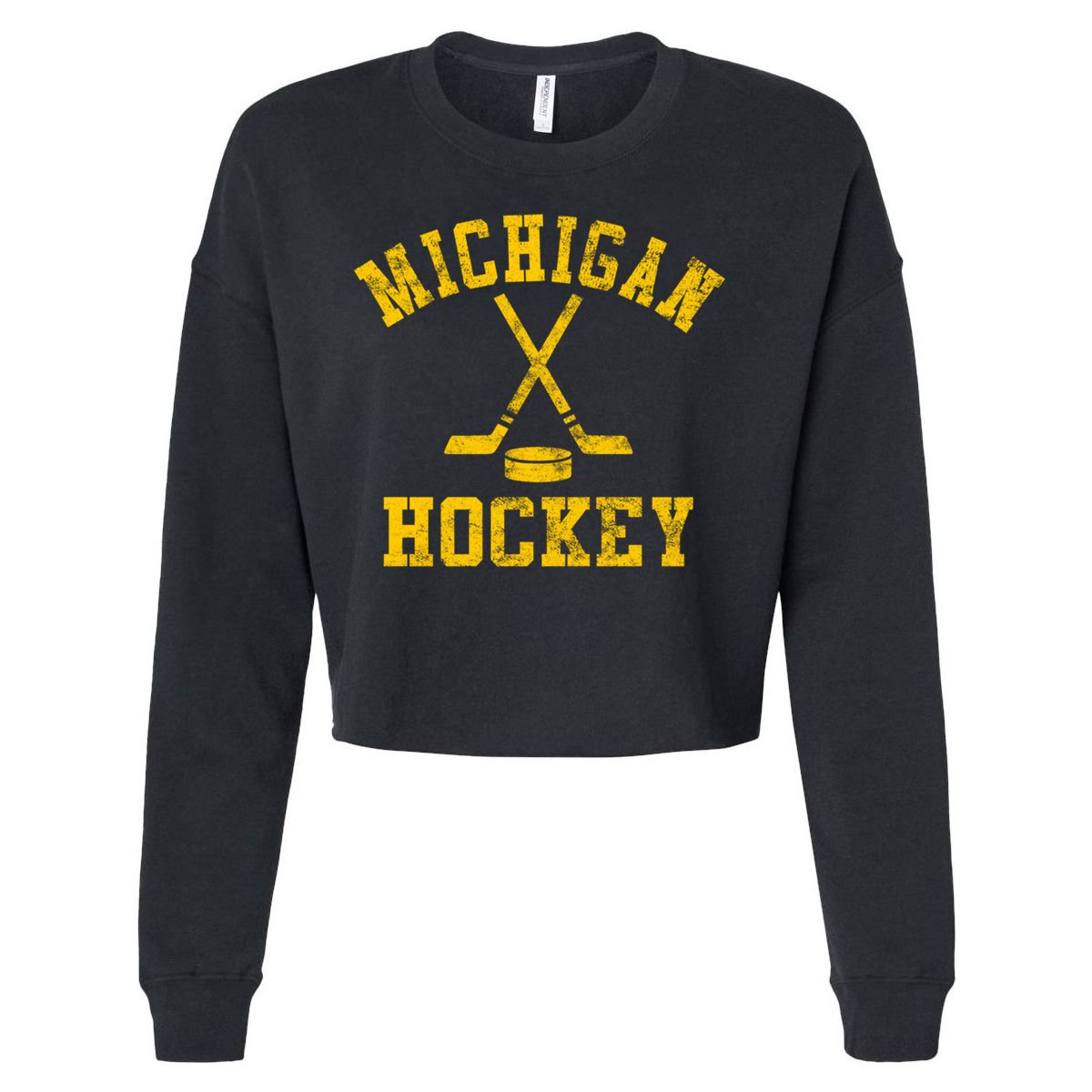 Vintage Michigan Hockey Gift Cropped Pullover Crew