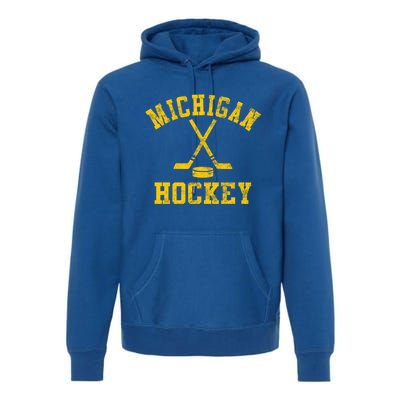 Vintage Michigan Hockey Gift Premium Hoodie