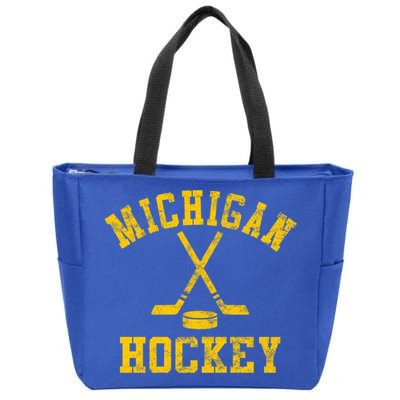Vintage Michigan Hockey Gift Zip Tote Bag