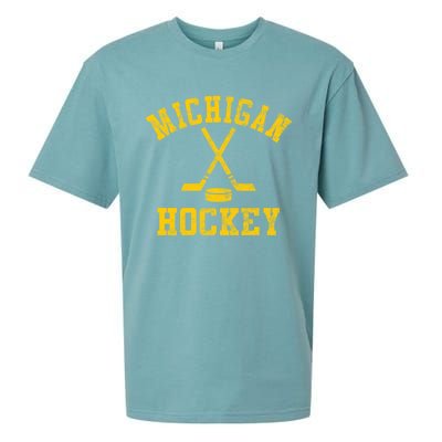 Vintage Michigan Hockey Gift Sueded Cloud Jersey T-Shirt