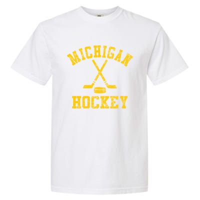 Vintage Michigan Hockey Gift Garment-Dyed Heavyweight T-Shirt