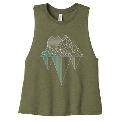 Vintage Mountains Hiking Camping Rock Climbing Camper Gift Women's Racerback Cropped Tank