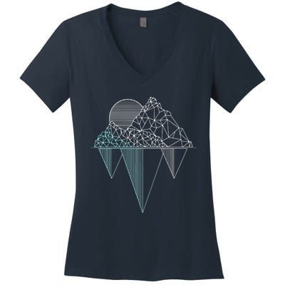 Vintage Mountains Hiking Camping Rock Climbing Camper Gift Women's V-Neck T-Shirt