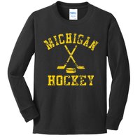 Vintage Michigan Hockey Kids Long Sleeve Shirt