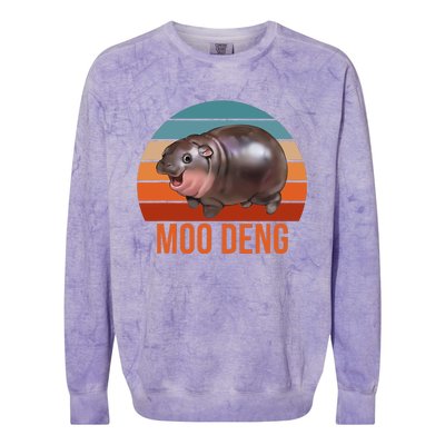 Vintage Moodeng Hippo Famous Baby Pigmy Moodeng Zoo Family Colorblast Crewneck Sweatshirt