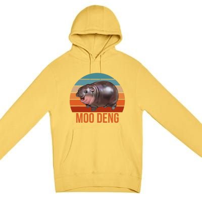 Vintage Moodeng Hippo Famous Baby Pigmy Moodeng Zoo Family Premium Pullover Hoodie