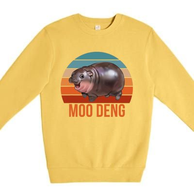 Vintage Moodeng Hippo Famous Baby Pigmy Moodeng Zoo Family Premium Crewneck Sweatshirt