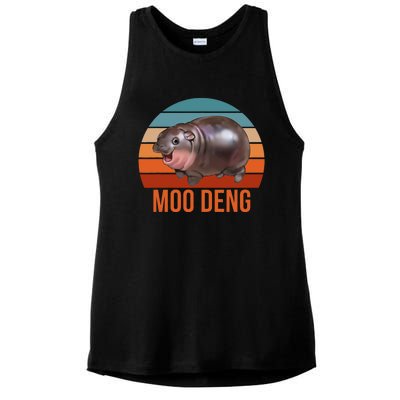 Vintage Moodeng Hippo Famous Baby Pigmy Moodeng Zoo Family Ladies PosiCharge Tri-Blend Wicking Tank