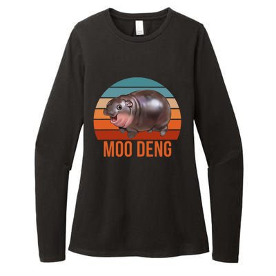 Vintage Moodeng Hippo Famous Baby Pigmy Moodeng Zoo Family Womens CVC Long Sleeve Shirt