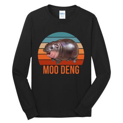 Vintage Moodeng Hippo Famous Baby Pigmy Moodeng Zoo Family Tall Long Sleeve T-Shirt