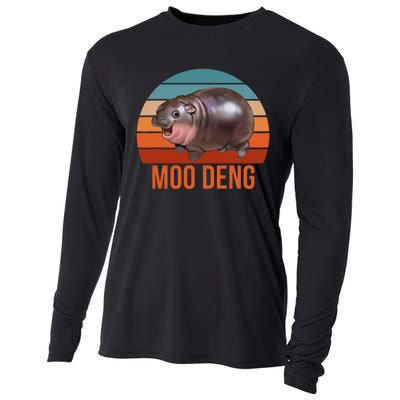 Vintage Moodeng Hippo Famous Baby Pigmy Moodeng Zoo Family Cooling Performance Long Sleeve Crew