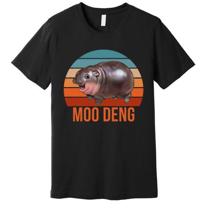 Vintage Moodeng Hippo Famous Baby Pigmy Moodeng Zoo Family Premium T-Shirt