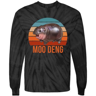 Vintage Moodeng Hippo Famous Baby Pigmy Moodeng Zoo Family Tie-Dye Long Sleeve Shirt