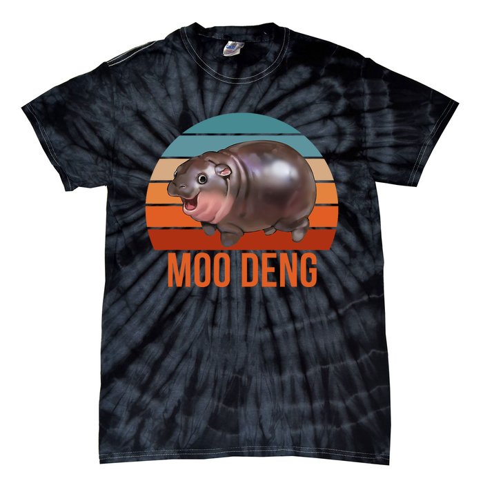 Vintage Moodeng Hippo Famous Baby Pigmy Moodeng Zoo Family Tie-Dye T-Shirt