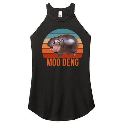 Vintage Moodeng Hippo Famous Baby Pigmy Moodeng Zoo Family Women's Perfect Tri Rocker Tank