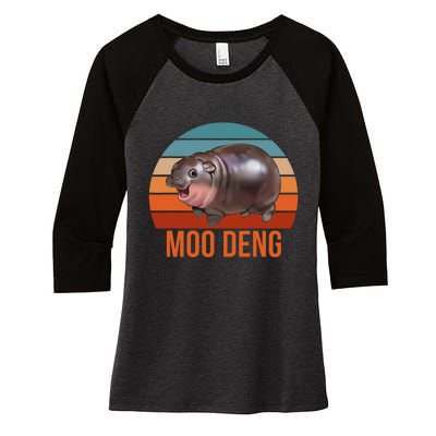 Vintage Moodeng Hippo Famous Baby Pigmy Moodeng Zoo Family Women's Tri-Blend 3/4-Sleeve Raglan Shirt