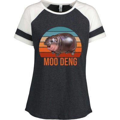 Vintage Moodeng Hippo Famous Baby Pigmy Moodeng Zoo Family Enza Ladies Jersey Colorblock Tee