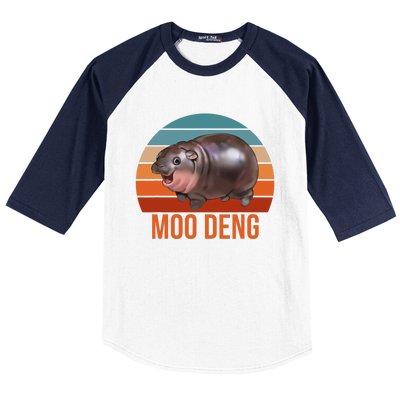 Vintage Moodeng Hippo Famous Baby Pigmy Moodeng Zoo Family Baseball Sleeve Shirt