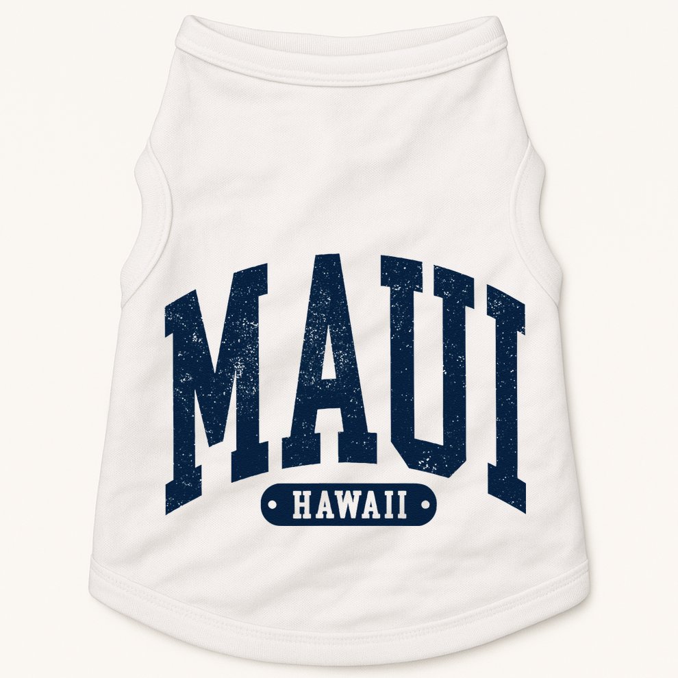 Vintage Maui Hawaii Distressed Retro Beach Vacation Doggie Tank