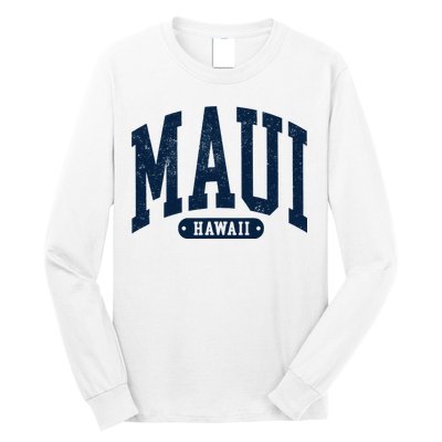 Vintage Maui Hawaii Distressed Retro Beach Vacation Long Sleeve Shirt