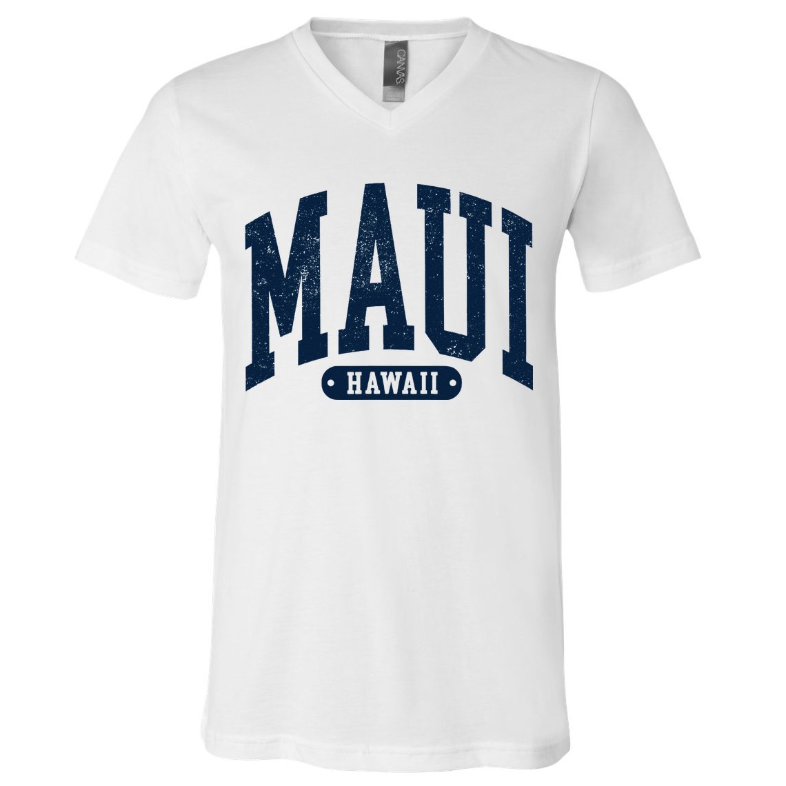 Vintage Maui Hawaii Distressed Retro Beach Vacation V-Neck T-Shirt