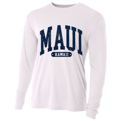 Vintage Maui Hawaii Distressed Retro Beach Vacation Cooling Performance Long Sleeve Crew