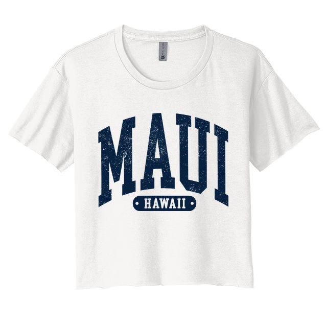 Vintage Maui Hawaii Distressed Retro Beach Vacation Crop Top