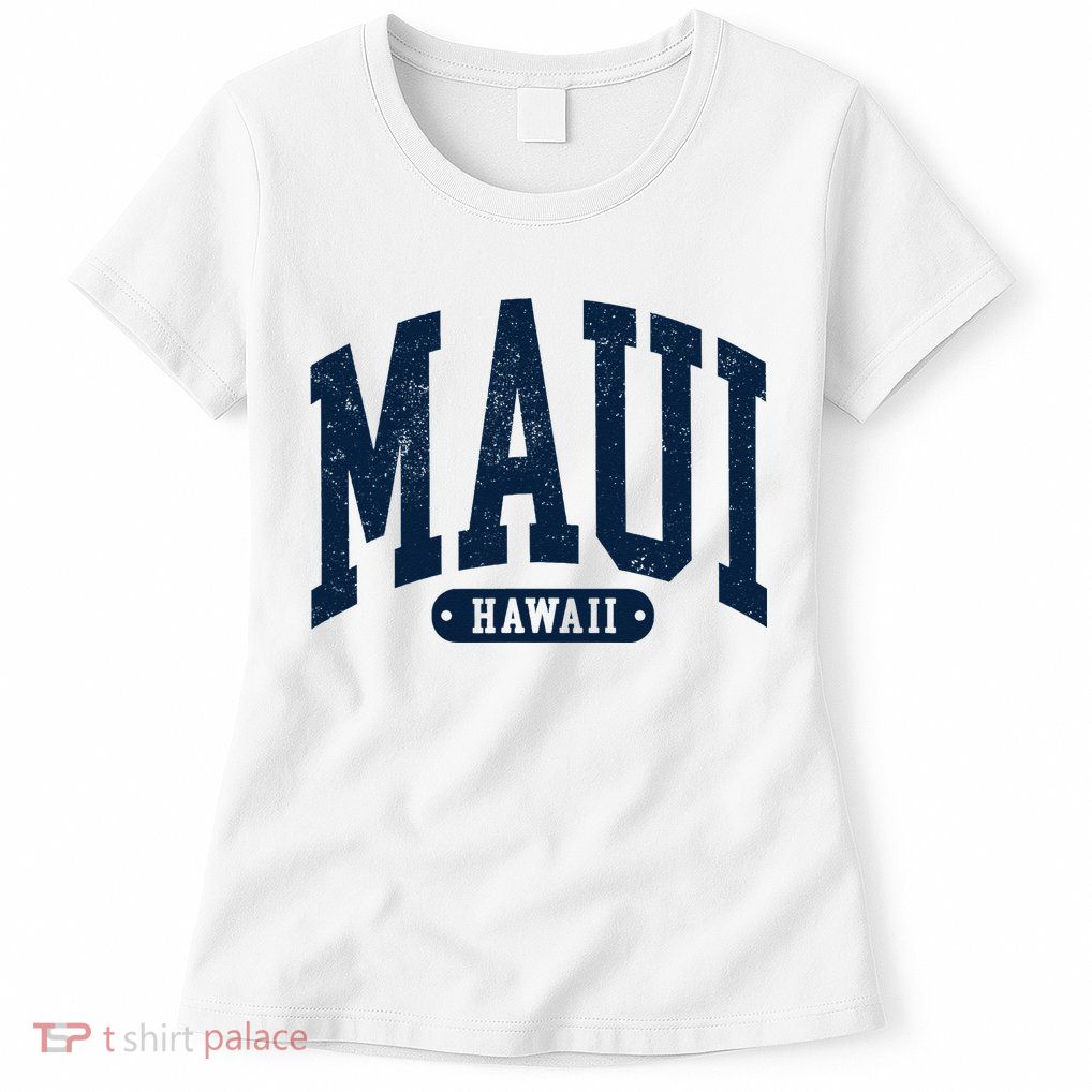 Vintage Maui Hawaii Distressed Retro Beach Vacation Womens T-Shirt