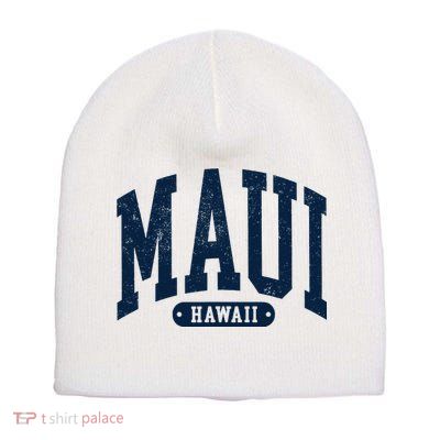 Vintage Maui Hawaii Distressed Retro Beach Vacation Short Acrylic Beanie