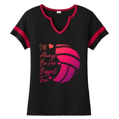 Volleyball Mom Her Biggest Fan Volleyball Daughter Gift Ladies Halftime Notch Neck Tee