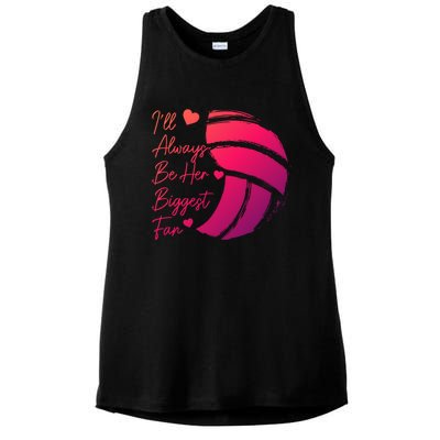 Volleyball Mom Her Biggest Fan Volleyball Daughter Gift Ladies PosiCharge Tri-Blend Wicking Tank