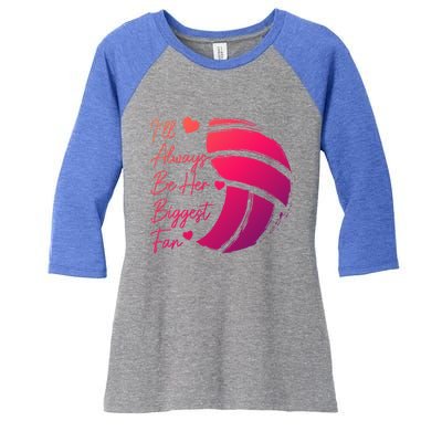 Volleyball Mom Her Biggest Fan Volleyball Daughter Gift Women's Tri-Blend 3/4-Sleeve Raglan Shirt