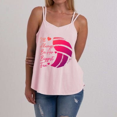 Volleyball Mom Her Biggest Fan Volleyball Daughter Gift Women's Strappy Tank