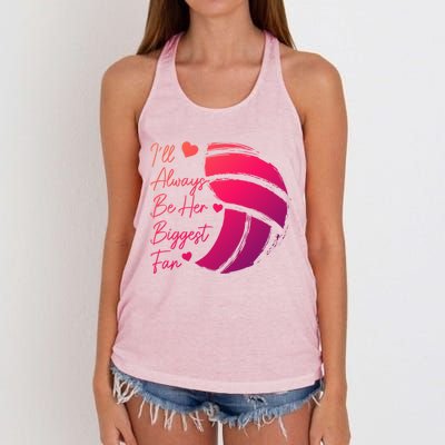 Volleyball Mom Her Biggest Fan Volleyball Daughter Gift Women's Knotted Racerback Tank