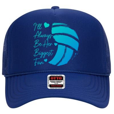 Volleyball Mom Her Biggest Fan Volleyball Daughter Gift High Crown Mesh Back Trucker Hat