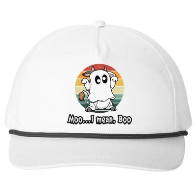 Vintage Moo I Mean Boo Ghost Cow Funny Halloween Cow Boo Gift Snapback Five-Panel Rope Hat