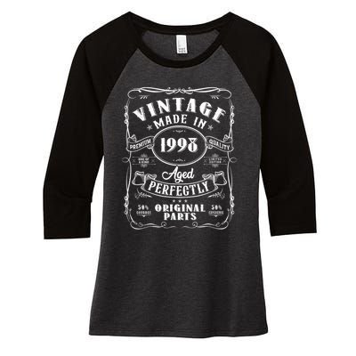 Vintage Made In 1998 One Of A Kind Limited Edition Aged Perfectly Original Parts Women's Tri-Blend 3/4-Sleeve Raglan Shirt