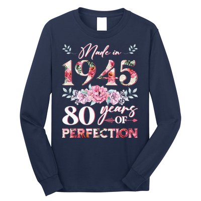 Vintage Made In 1945 80th Birthday 80 Years Old Long Sleeve Shirt
