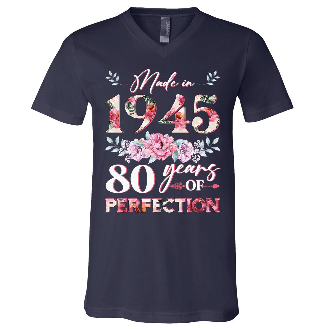 Vintage Made In 1945 80th Birthday 80 Years Old V-Neck T-Shirt