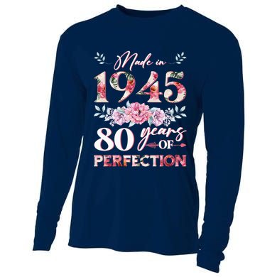 Vintage Made In 1945 80th Birthday 80 Years Old Cooling Performance Long Sleeve Crew