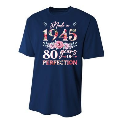 Vintage Made In 1945 80th Birthday 80 Years Old Youth Performance Sprint T-Shirt