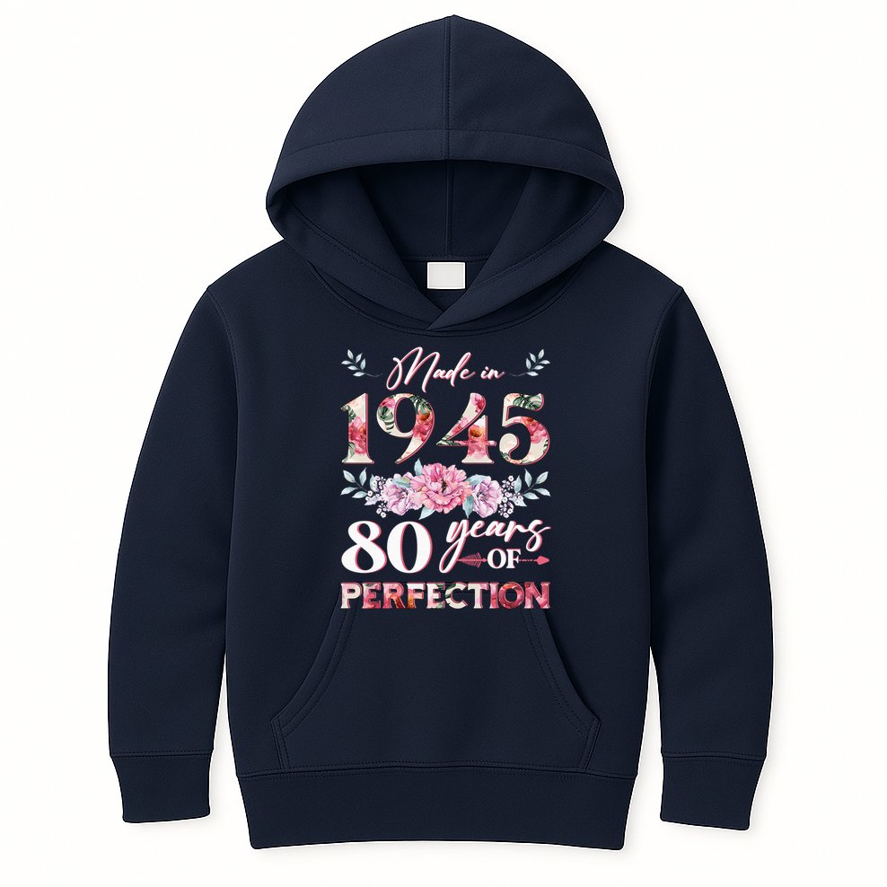 Vintage Made In 1945 80th Birthday 80 Years Old Kids Hoodie