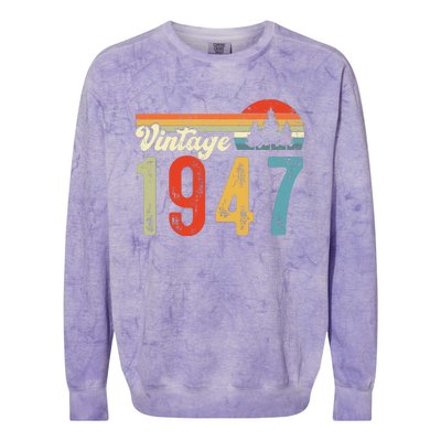 Vintage Made In 1947 Birthday Colorblast Crewneck Sweatshirt