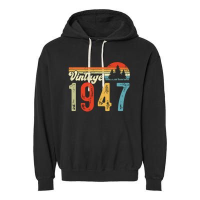 Vintage Made In 1947 Birthday Garment-Dyed Fleece Hoodie