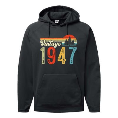 Vintage Made In 1947 Birthday Performance Fleece Hoodie