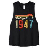 Vintage Made In 1947 Birthday Women's Racerback Cropped Tank