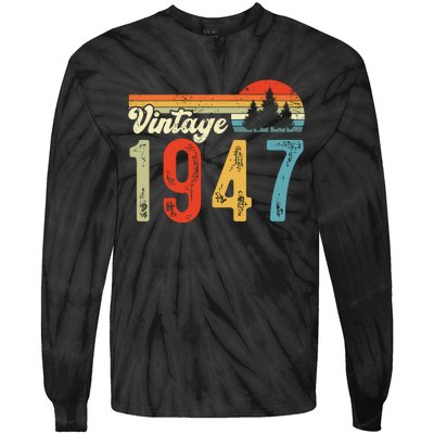 Vintage Made In 1947 Birthday Tie-Dye Long Sleeve Shirt