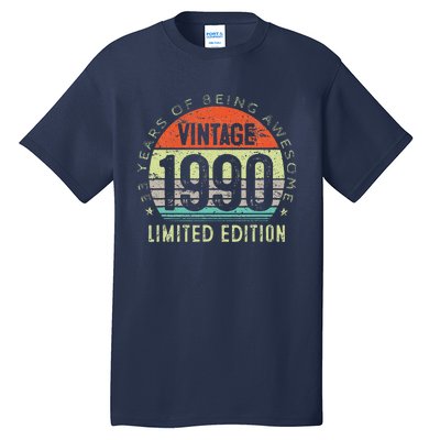 Vintage Made In 1990 33 Year Old Retro 33th Birthday Gift Tall T-Shirt