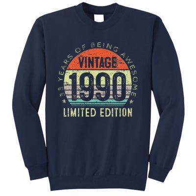 Vintage Made In 1990 33 Year Old Retro 33th Birthday Gift Tall Sweatshirt